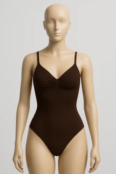 Body modelator clasic cu bretele subțiri reglabile- maro