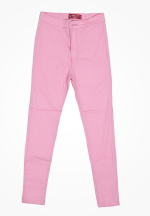 Blugi damă skinny talie înaltă – material elastic, subțire, roz