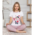 Set 3 pijamale din bumbac, Serena Valentine's Day, imprimeu love, transport gratuit