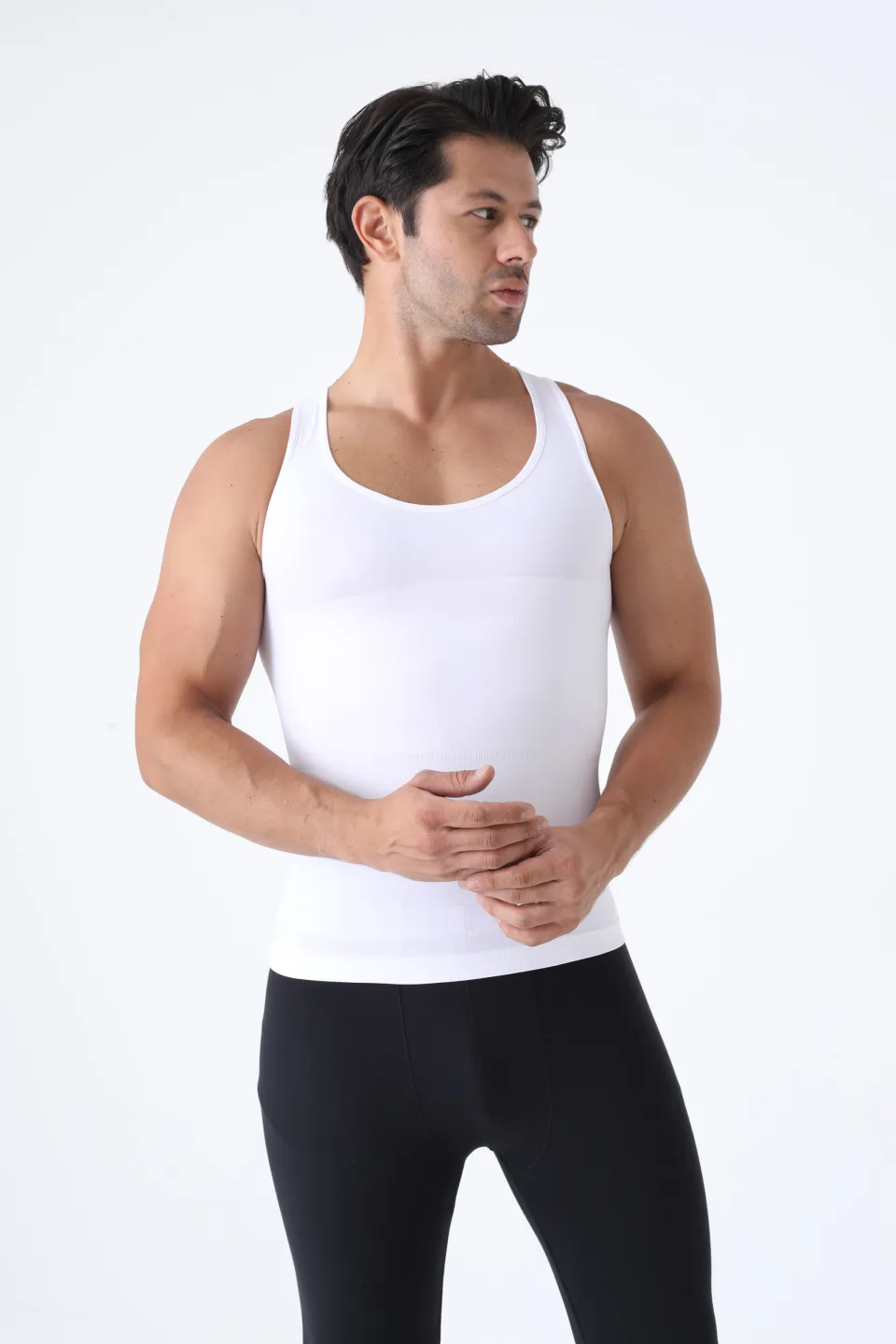 Maiou modelator bărbați – alb, fără cusături