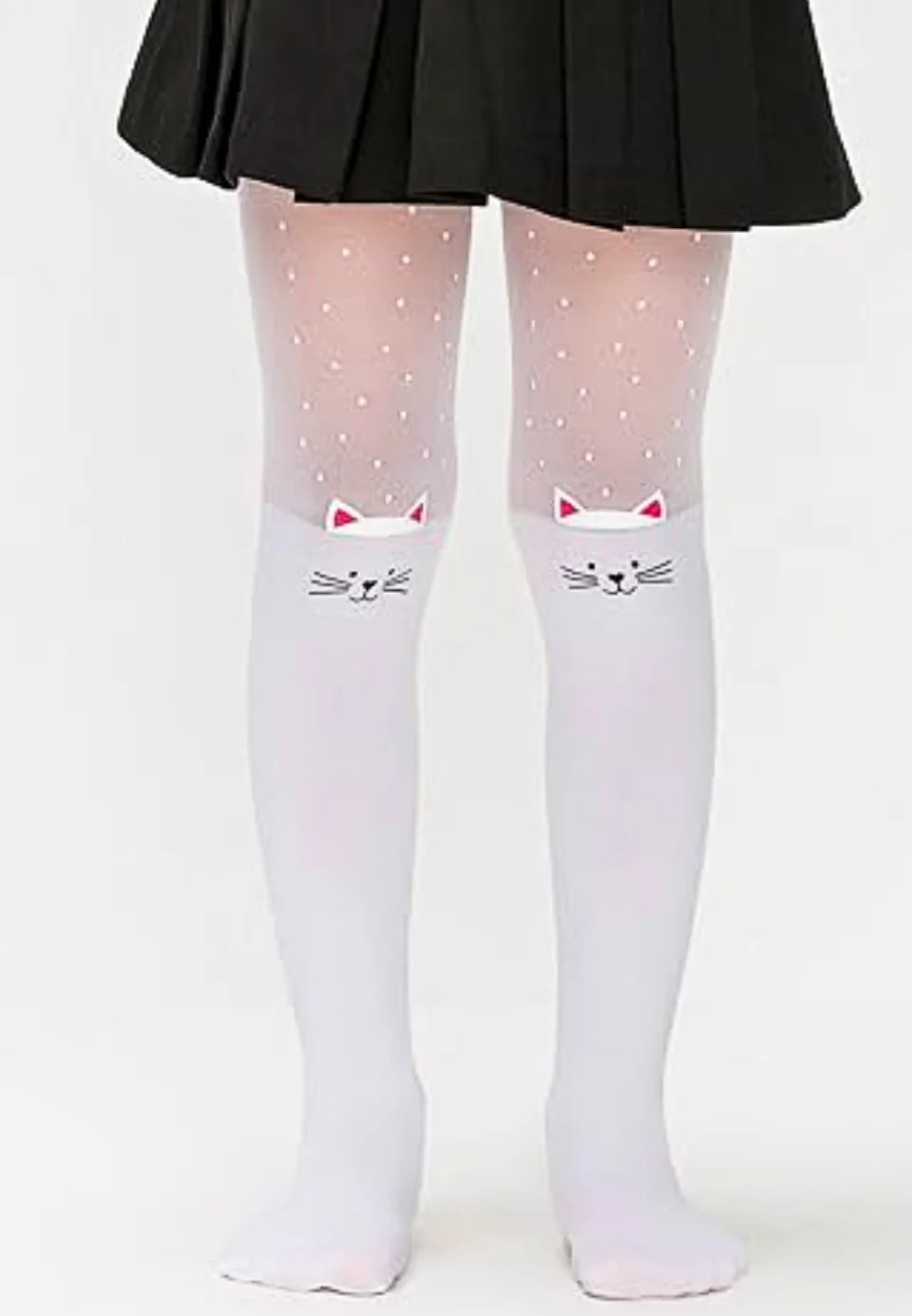 Dres fetițe Penti Pretty ,,Muhur'' 30 DEN- imprimeu pisicuță, culoare alb