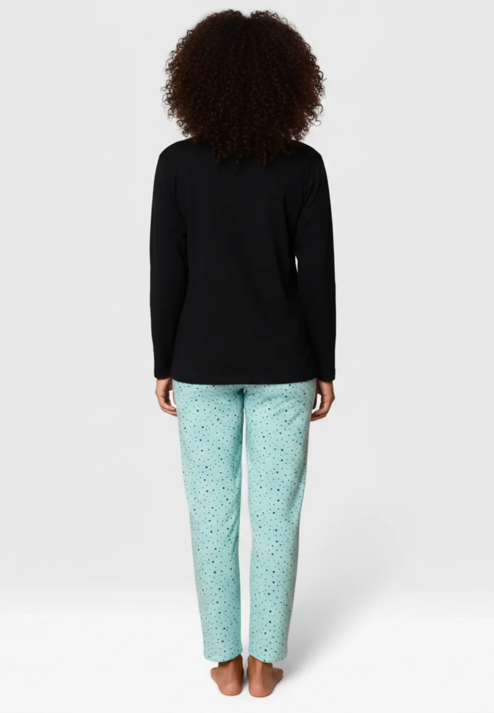 Pijama damă, cu mânecă lungă și pantaloni lungi din bumbac, imprimeu Golden Hills