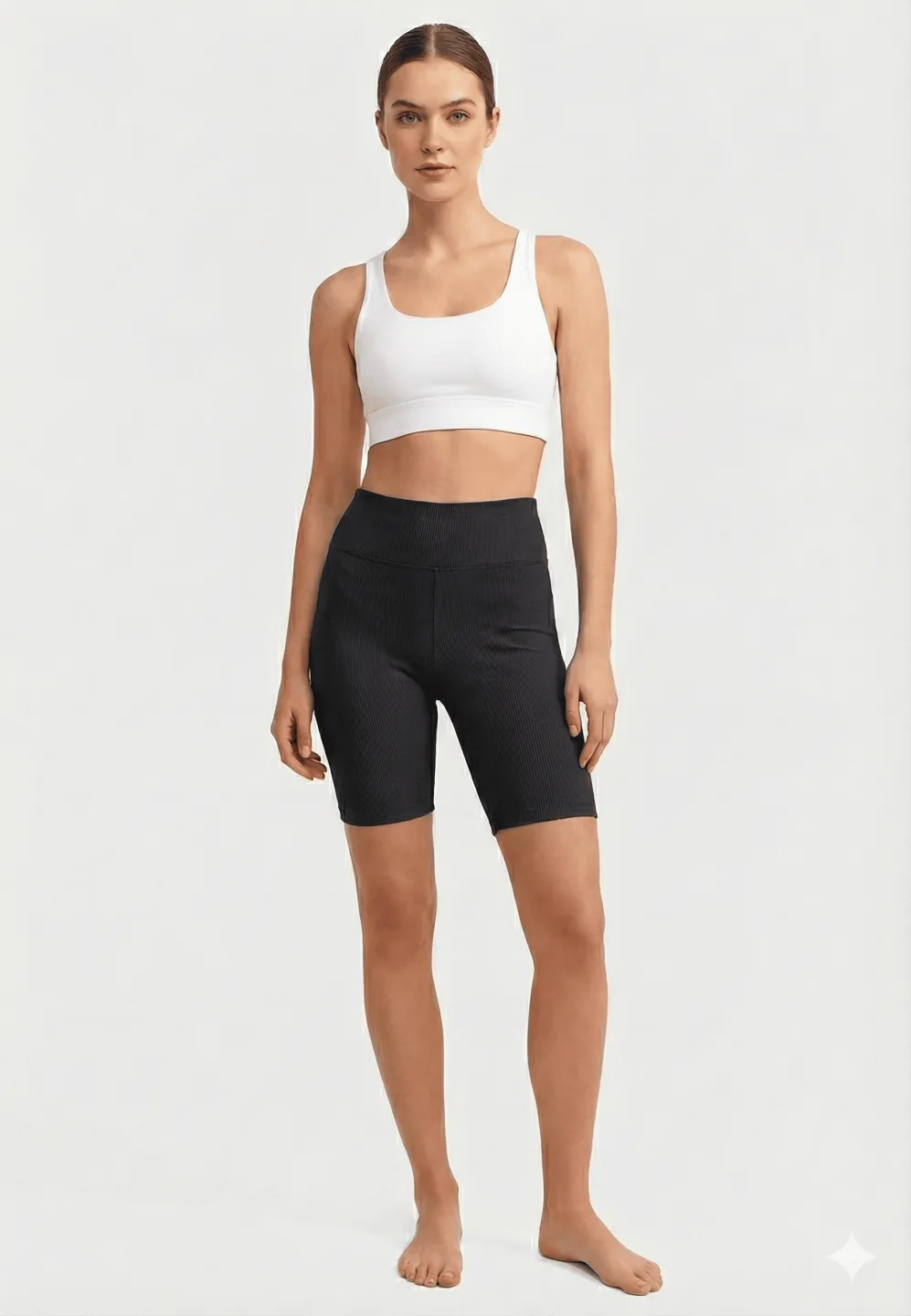 Colanți damă scurți si elastici cu talie înaltă- culoare negru