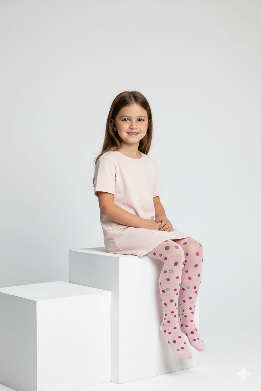 Dres fetițe Penti Young ,,Heart Dot'' 50 Den-mat, opac, roz