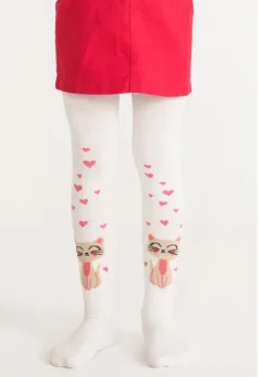 Dres fetițe Penti Young ,,Cat In Love', bumbac- imprimeu pisică, alb