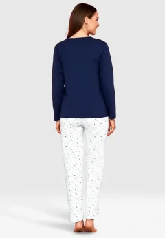 Pijama damă, cu mânecă lungă și pantaloni lungi din bumbac, imprimeu Next Time