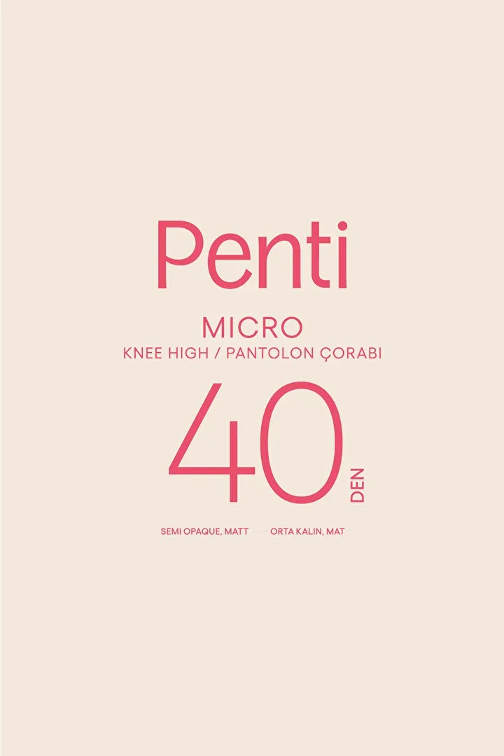 Sosetă Penti Micro 40 – Până la Genunchi, Opac Mat, Negru