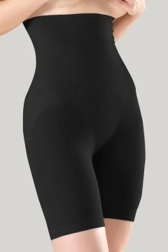 Corset damă modelator cu bandă de silicon si talie înaltă, 3/4, culoare negru