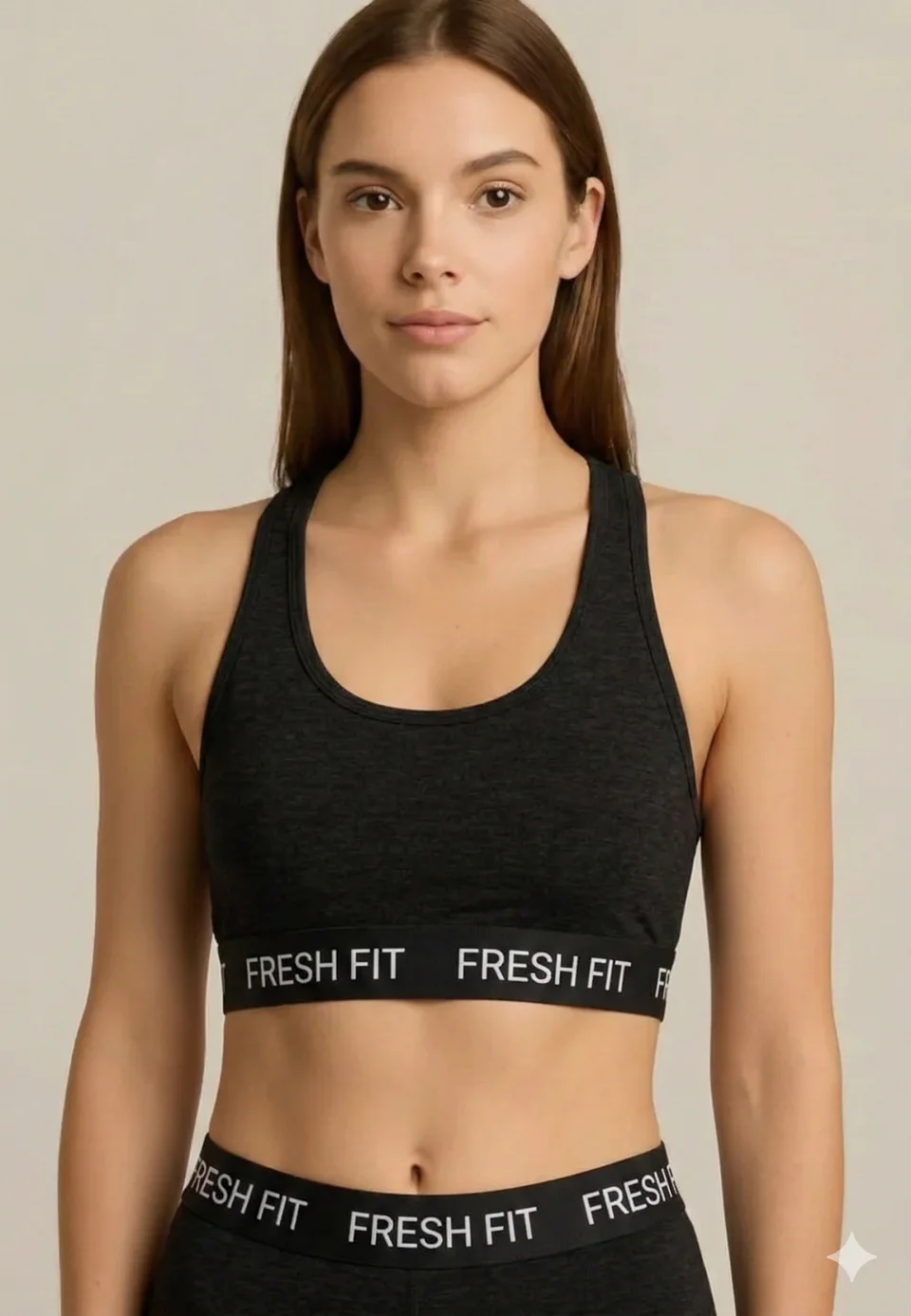 Bustieră sport Fresh Fit din bumbac și elastan - negru