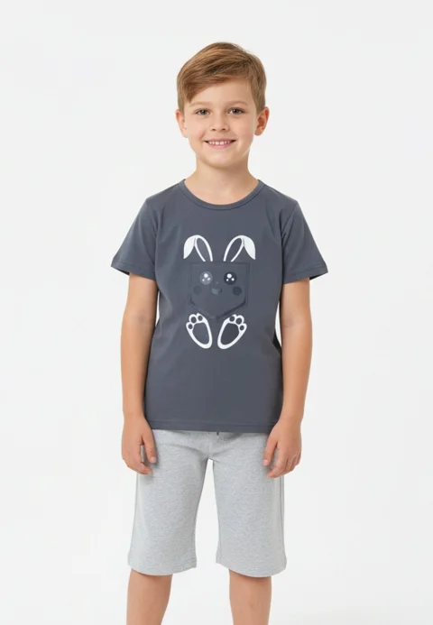 Pijama băieți Paște, bleumarin – tricou bumbac 100% și pantaloni