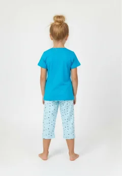 Pijama fete Paște, albastru – tricou bumbac 100% și pantaloni