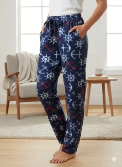 Pantaloni Dama Polar , Bleumarin, cu Ancoră