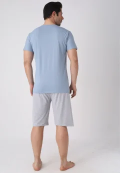 Pijama bărbați Paște, Albastru Deschis– tricou bumbac 100% și pantaloni 3/4