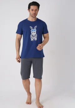 Pijama bărbați Paște, Bluemarin– tricou bumbac 100% și pantaloni 3/4