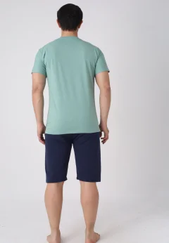 Pijama bărbați Paște, Verde– tricou bumbac 100% și pantaloni 3/4