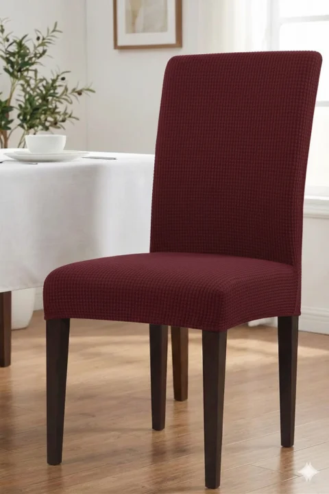 Set 6 Huse Elastice pentru Scaun din Lycra, Bordo