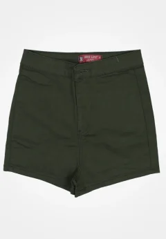 Blugi scurți damă de vară – elastici, mulați, cu buzunare la spate-kaki