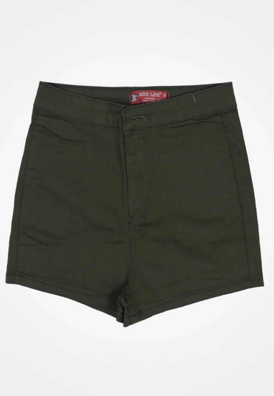 Blugi scurți damă de vară – elastici, mulați, cu buzunare la spate-kaki