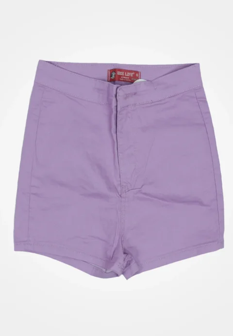 Blugi scurți damă de vară – elastici, mulați, cu buzunare la spate-lila
