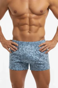 Boxeri bărbătești imprimeu graffiti BLUE