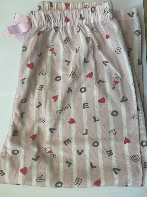 Pantaloni pijama damă 3/4, roz, imprimeu LOVE