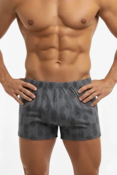 Boxeri bărbătești imprimeu tropical ananas GRI