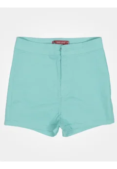 Blugi scurți damă de vară – elastici, mulați, cu buzunare la spate-turcoaz