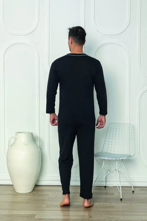 Pijama bărbați din bumbac cu mânecă lungă și pantaloni lungi BLUMARIN