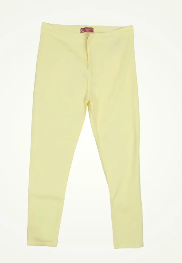 Blugi damă skinny talie înaltă – material elastic, subțire, galben