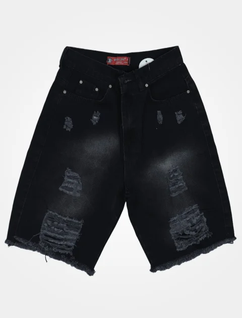 Blugi damă 3/4 negri cu talie înaltă – franjuri, croială lejeră