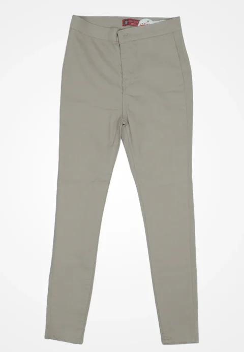 Blugi damă skinny talie înaltă – material elastic, subțire, crem