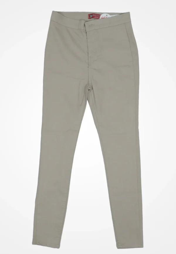 Blugi damă skinny talie înaltă – material elastic, subțire, crem