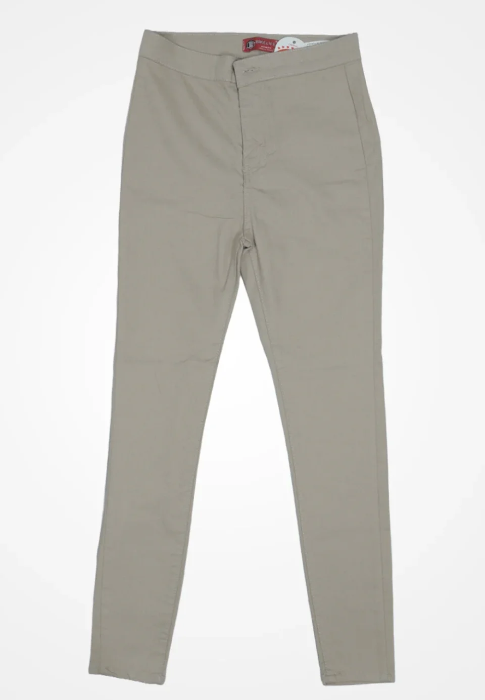 Blugi damă skinny talie înaltă – material elastic, subțire, crem