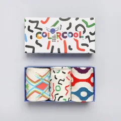 Set 3 Perechi Șosete Damă RETRO Fără Cusături - Imprimeu Scratch