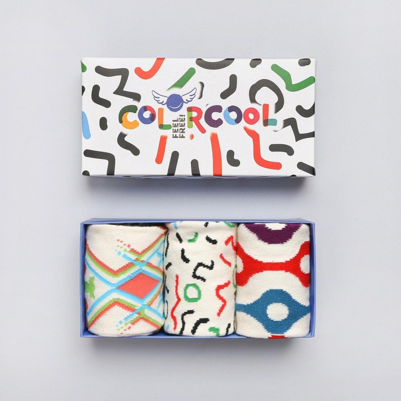 Set 3 Perechi Șosete Damă RETRO Fără Cusături - Imprimeu Scratch