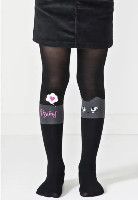 Dres fetițe Penti Pretty ,,Catty'', 30 den- imprimeu pisică, negru