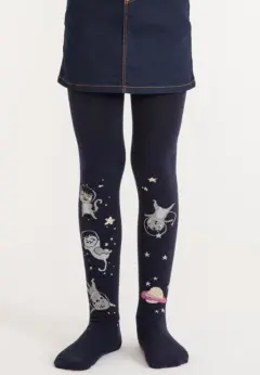 Dres fetițe Penti Young „Cat Galaxy'', bumbac- mat, opac, bleumarin