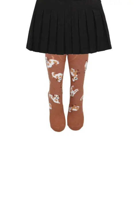 Dres copii maro cu cățeluș – model jucăuș și confortabil