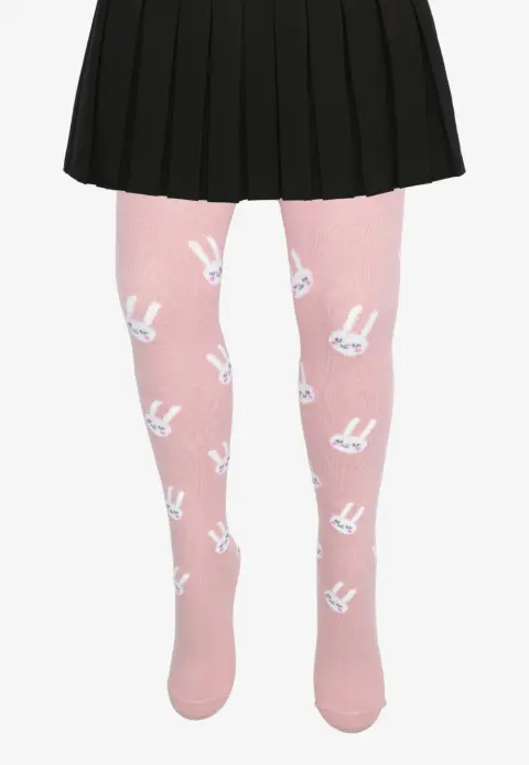 Dres copii roz pudră cu iepuraș – model călduros și delicat