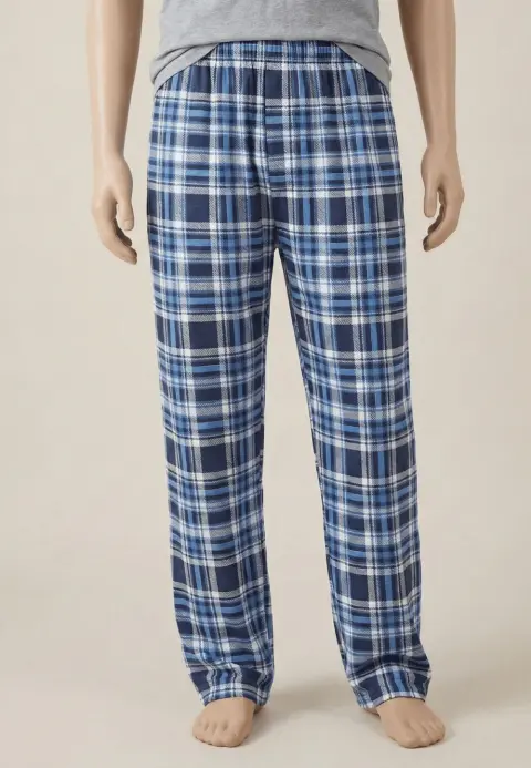 Pantaloni lungi de pijama bărbătești big size cu elastic în talie, albastru