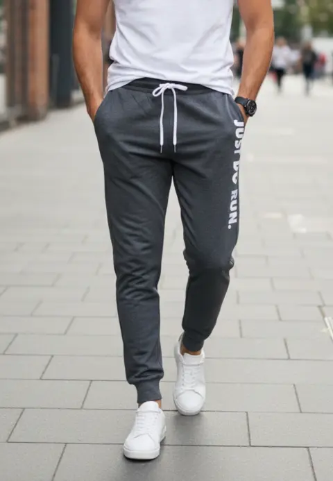 Pantaloni de trening bărbați Just Do Run, gri închis