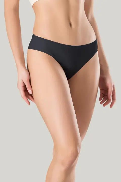 Chilot damă fără cusături , cu margine de silicon moale, tip slip, culoare negru