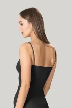 Maiou dama modelator in talie cu bretele subtiri, material moale, culoare negru