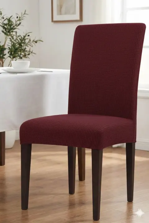 Set 6 Huse Elastice pentru Scaun din Lycra, Bordo