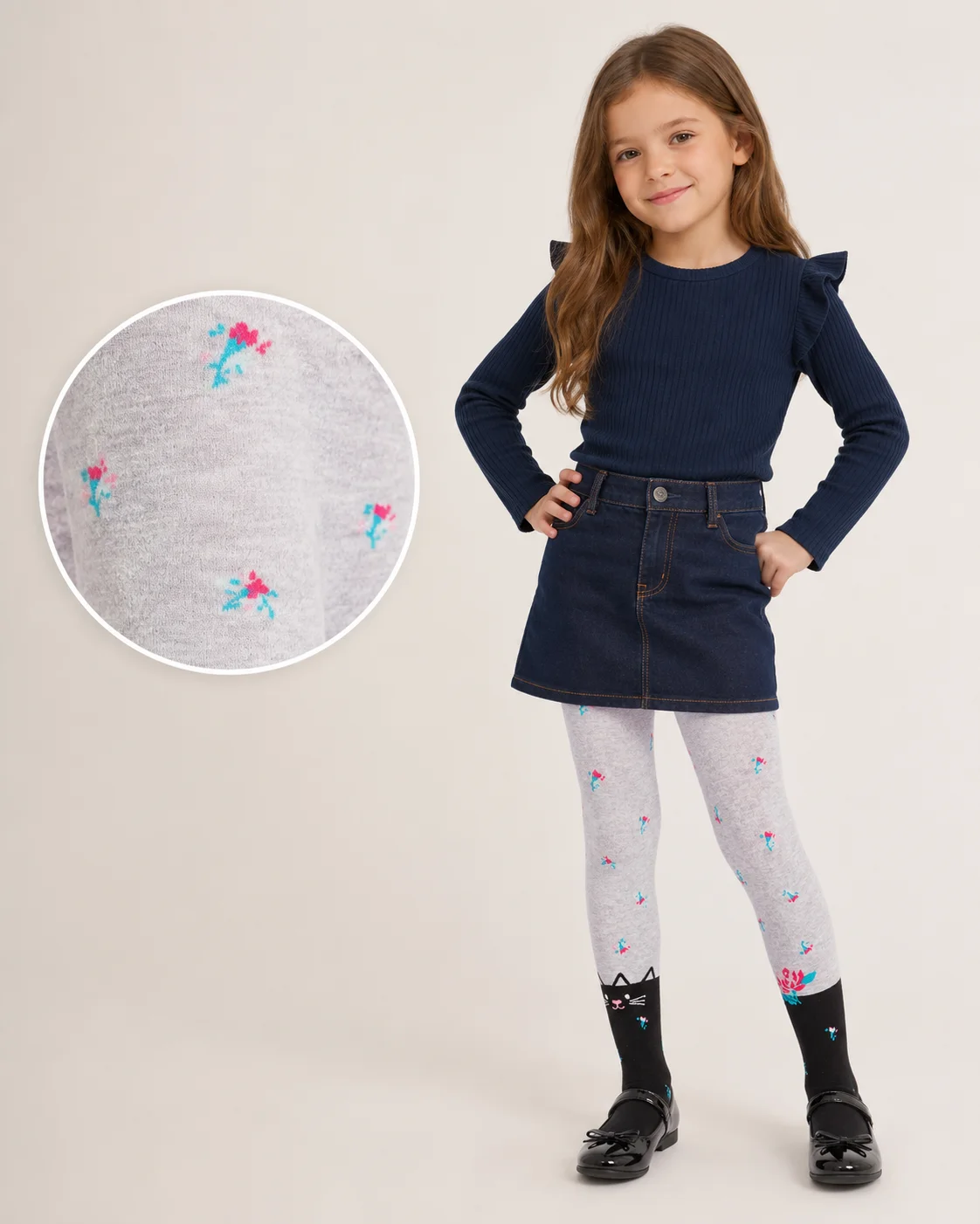 Dres fetițe Penti Young ,,Fleur'', bumbac- imprimeu pisică, — imagine 1