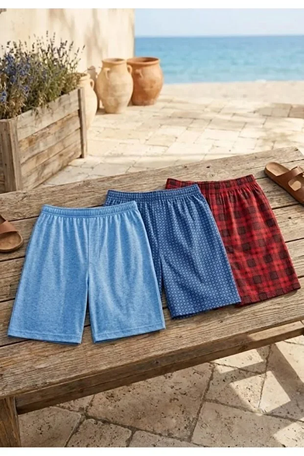 Set Pantaloni Pijama Scurți Bărbați 3/Set culoare -diversificata