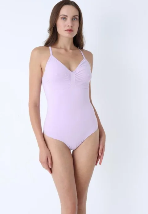 Body Modelator Tanga cu Bretele Subțiri Reglabile-Lila — imagine 1
