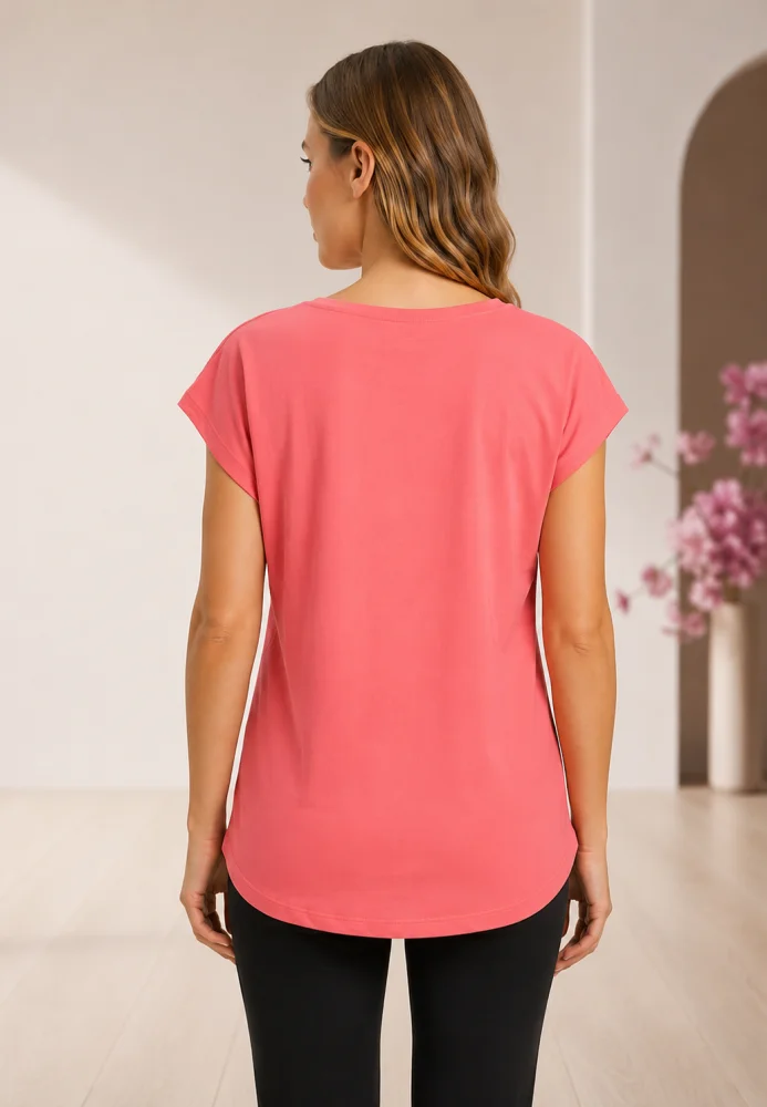 Tricou Dama„Be Better Than You” cu Imprimeu Text și Inimă Mică.Roz