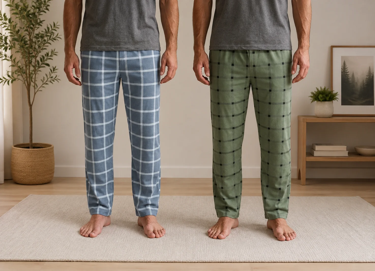 Set 2 Perechi Pantaloni de Casă în Carouri – Confort și Stil — imagine 1