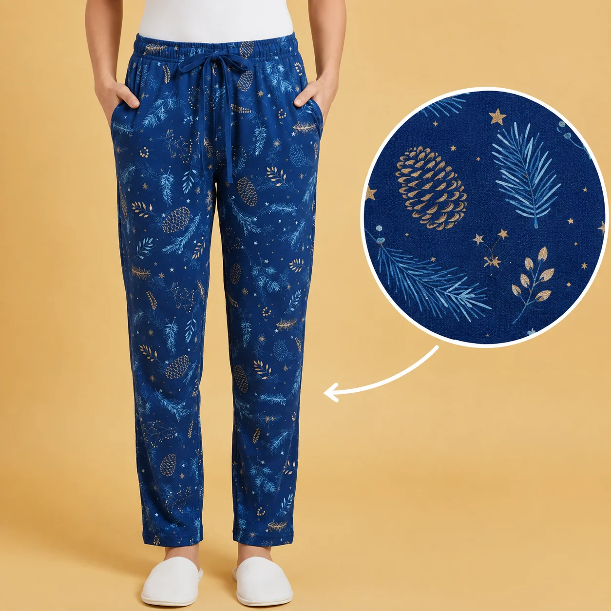 Pantaloni de damă cu buzunare si snur-albastri — imagine 1
